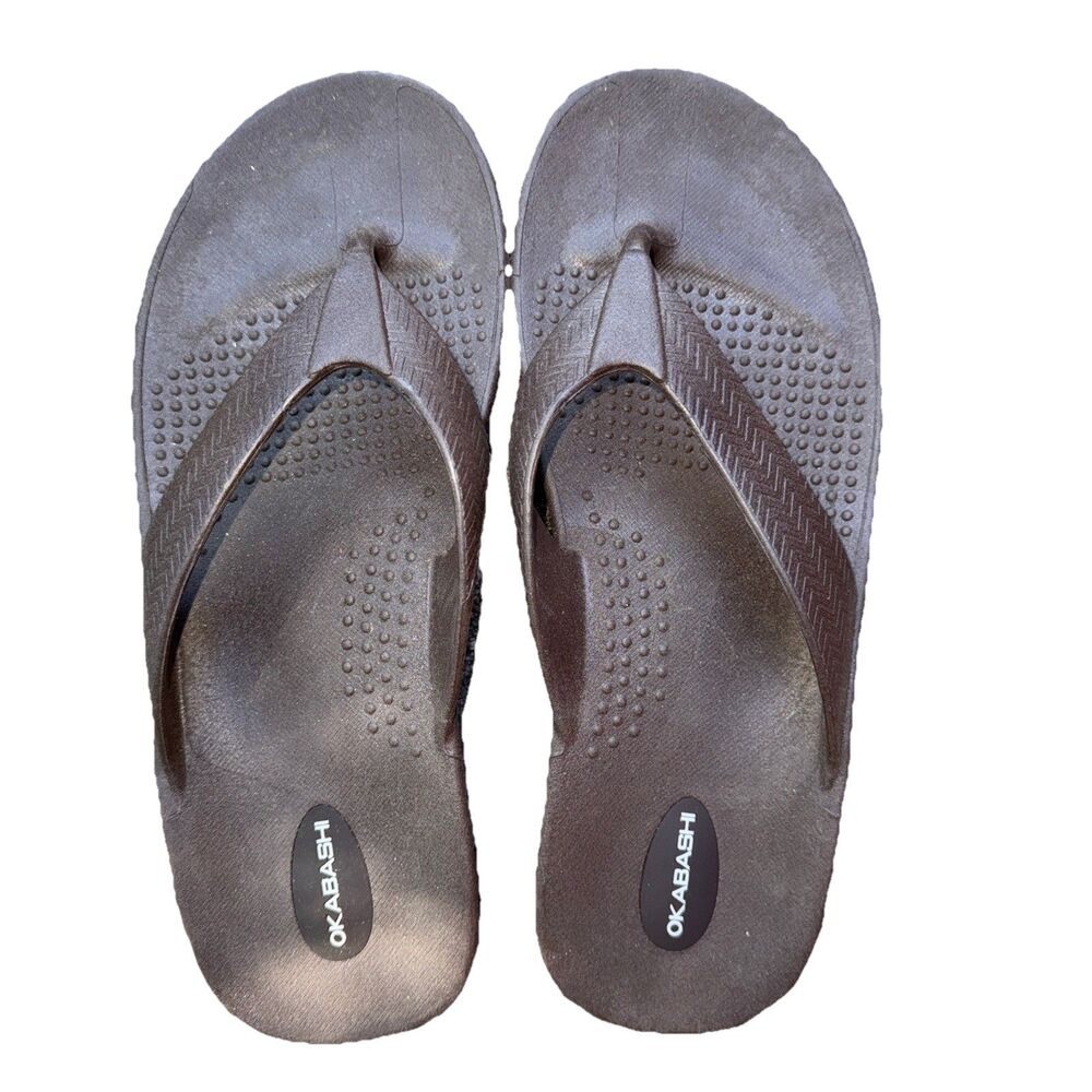 Okabashi Sandals Brown Mariner Flip Flop Rubber Mens LL 9-10 Sandal Outdoor